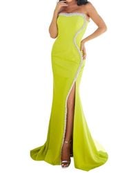 Terani - Strapless Sparkly Crepe Column Evening Dress - Lyst
