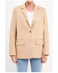 Endless Rose - Faux Leather Notch Lapel Blazer - Lyst
