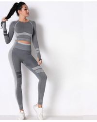 TRUEDAMES - Seamless Long Sleeve Solid Yoga Set - Lyst