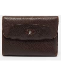 Aigner - Leather Logo Flap Trifold Wallet - Lyst
