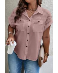 TRUEDAMES - Plus Size Button Solid Color Block Loose Blouse - Lyst