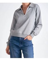 Elan - Collared V-Neck Sweatshirt Top - Lyst