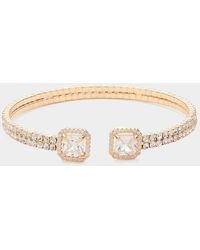 Fashnzfab - Cz Square Stone Pointed Tip Rhinestone Paved Cuff Bracelet - Lyst
