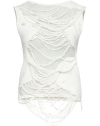 MM6 by Maison Martin Margiela - Layered Distressed Fabric Sleeveless Top - Lyst