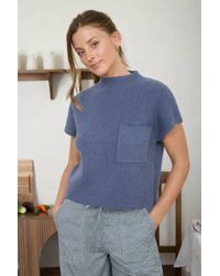 Blu Pepper - Mock Neck Pocket Detail Short Sleeve Knit Sweater - Lyst