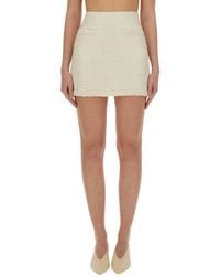 Self-Portrait - Boucle Mini Skirt With Pearls - Lyst