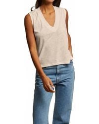 PERFECTWHITETEE - Lucy Linen V Neck Tank Top - Lyst