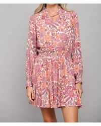 Fate - Floral Print With Lurex Long Sleeve Dress - Lyst