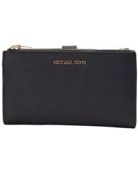 Michael Kors - Jet Set Black Leather Double Zip Phone Wristlet Wallet & Gift Bag - Lyst