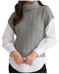 525 America - Sofia Twofer Cable Vest Tunic Sweater - Lyst