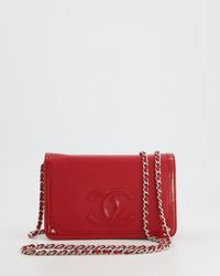 Chanel - Lambskin And Patent Leather Cc Logo Wallet On Chain Bag With Silver Hardware - Lyst