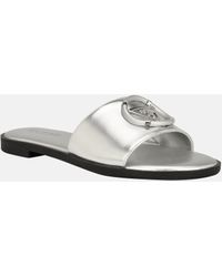 Guess Factory - Magnify Faux-leather Beach Slides - Lyst
