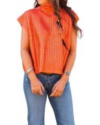 She + Sky - Metallic Foil Sweater - Lyst