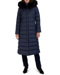 Tahari - Phoebe Oversized Faux Fur Trim Maxi Coat - Lyst