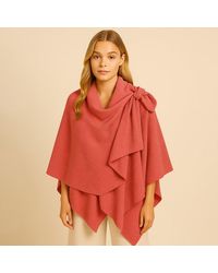 TRUEDAMES - Solid Lurex Ruana Poncho - Lyst