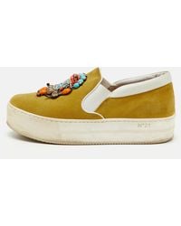 N°21 - N°21 Suede Embellished Platform Slip On Sneakers - Lyst