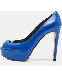 Stuart Weitzman - Leather Peep Toe Platform Pumps - Lyst