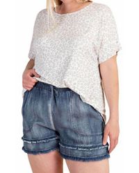 Easel - Washed Denim Fray Chambray Short - Lyst