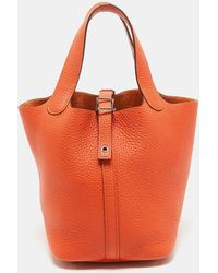 Hermès - Feu Taurillon Clemence Leather Picotin Lock 18 Bag - Lyst