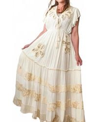 Pol - Boho Floral Applique Maxi Dress - Lyst