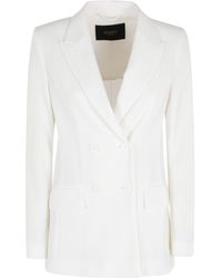 Seventy - Cream Technical Mesh Double-Breasted Polyamide Blazer - Lyst