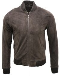 Infinity Leather - Retro Goat Suede Varsity Leather Bomber Jacket-Athens - Lyst