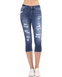 Judy Blue - Mid-Rise Contrast Patch Skinny Capri Jeans - Lyst