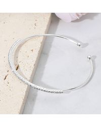 Fashnzfab - Cz Stone Paved Bar Evening Cuff Bracelet Clear - Lyst