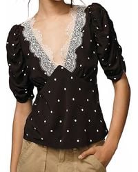 Rails - Lazara Lace V-Neck Short Sleeve Top - Lyst