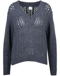 Eleventy - Alpaca-Blend Openwork Sequin V-Neck Sweater - Lyst