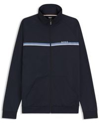 BOSS - Cotton-Terry Jacket With Logo And Stripe - Lyst