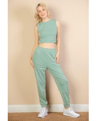 Fashnzfab - French Terry Elastic Waist Tank Top & Joggers Set - Lyst