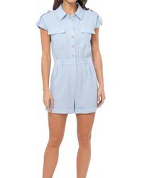 Greylin - Ludi Linen Blend Button Down Romper - Lyst