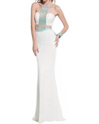 Rachel Allan - Jersey Lace Evening Gown - Lyst
