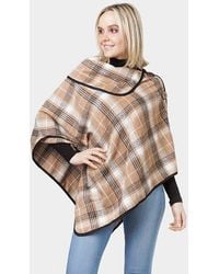 TRUEDAMES - Plaid Check Patterned Coconut Button Poncho - Lyst