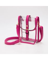 Fashnzfab - Faux Leather Belt Buckle Pointed Transparent Crossbody Bag - Lyst