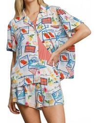 Umgee - Tropical Resort Print Elastic Waist Shorts - Lyst