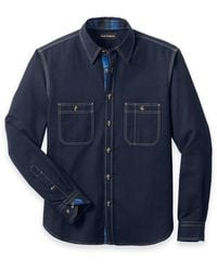 Paul Fredrick - Cotton Solid Herringbone Utility Shirt - Lyst