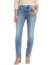 Jag - Mid Rise Embroidered Ruby Straight Leg Jeans - Lyst