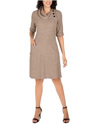 Signature By Robbie Bee - Cowl Knee-length Sweaterdress - Lyst