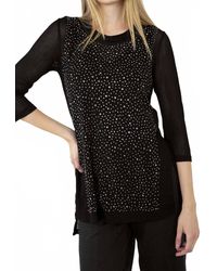 FRANK LYMAN - Knit Mesh High-Low Top With Rhinestones - Lyst
