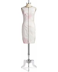 Tahari - Avani Printed Sleeveless Front Zip Stretch Dress - Lyst