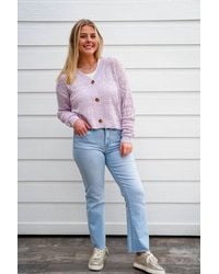 Doe And Rae - Pointelle Knitted V-Neck Crop Cardigan - Lyst