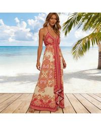 TRUEDAMES - Summer V-Neck Floral Print Dress - Lyst