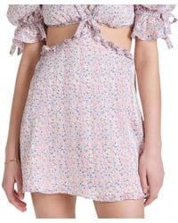 For Love & Lemons - Phoebe Floral-Print Cutout Satin Chiffon Mini Dress - Lyst