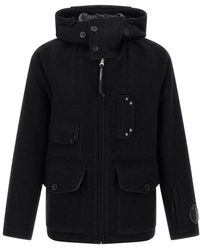 C.P. Company - Hooded Wool Jacket With Integrated Goggles - Lyst