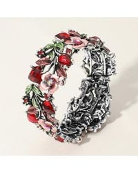 Fashnzfab - Glass Crystal Metal Flower Leaf Evening Bracelet Antique - Lyst