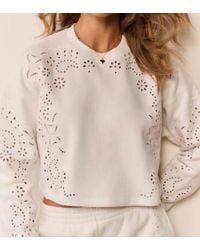LoveShackFancy - Lalo Bandana Eyelet Fleece Pullover Sweatshirt - Lyst