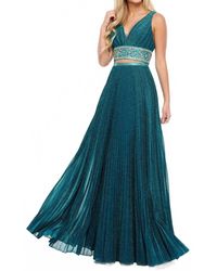 Rachel Allan - Pleated Shimmer Woven Two-Piece Prom Gown - Lyst