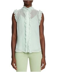7 For All Mankind - Sheer V Neck Button-down Top - Lyst